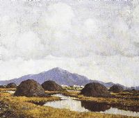 TURF STACKS, WEST OF IRELAND by Paul Henry RHA at Ross's Online Art Auctions