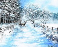 WINTER STAGS by Andy Saunders at Ross's Online Art Auctions