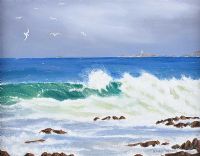 LIGHTHOUSE FROM MALLIN HEAD by Nora Gibson at Ross's Online Art Auctions