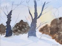 TWO TREES IN THE SNOW by William Lindsay at Ross's Online Art Auctions