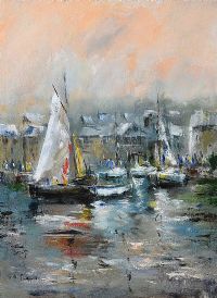 BOATS AT KINSALE by Niall Campion at Ross's Online Art Auctions