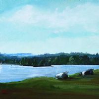 CATTLE RESTING AT LOUGH ESKE, DONEGAL by Sean Lorinyenko at Ross's Online Art Auctions