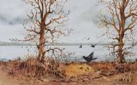 BIRDS OVER WETLANDS by Robin Atkinson MA at Ross's Online Art Auctions