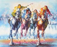 FOUR HORSE RACE by A. Wood at Ross's Online Art Auctions