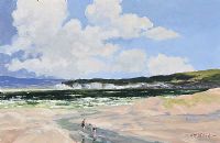ON THE BEACH, DONEGAL by Hugh McIlfatrick at Ross's Online Art Auctions