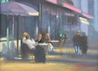 COFFEE ON THE TERRACE by Tom Quinn at Ross's Online Art Auctions