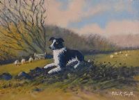 RESTING DOG & GRAZING SHEEP by Patrick Smyth at Ross's Online Art Auctions