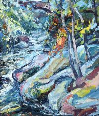 LARGY BRIDGE, ROE VALLEY COUNTRY PARK by Pat Irwin at Ross's Online Art Auctions