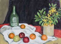 STILL LIFE WITH BOTTLE & FRUIT by Ronald A.H. Craig at Ross's Online Art Auctions
