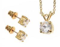 18CT GOLD PLATED SET OF CUBIC ZIRCONIA JEWELLERY at Ross's Online Art Auctions