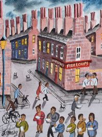 FISH & CHIPS NIGHT by John Ormsby at Ross's Online Art Auctions