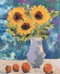 SUNFLOWERS & ORANGES by Gerald G. Beattie at Ross's Online Art Auctions
