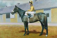 LESTER PIGGOTT ON THE 1983 DERBY WINNER ''TINNOSSO'' by Guywood at Ross's Online Art Auctions