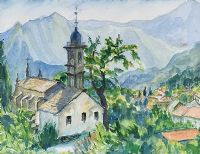 CHURCH IN THE MOUNTAINS by Coralie de Burgh Kinahan at Ross's Online Art Auctions