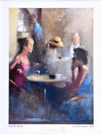 CAFE CONVERSATION by Tom Quinn at Ross's Online Art Auctions