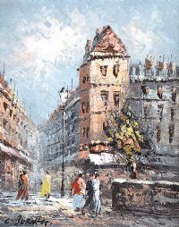 PARIS STREET by Caroline Burnett at Ross's Online Art Auctions
