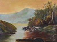 CATTLE WATERING by Scottish School at Ross's Online Art Auctions