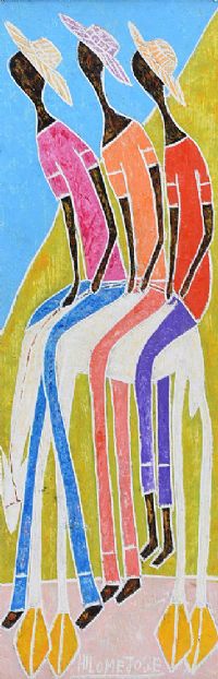 THREE WOMEN by Hilome Jose (Haitian Art) at Ross's Online Art Auctions