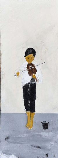 BOY VIOLIN PLAYER by Jeff Adams at Ross's Online Art Auctions