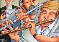 TWO FLUTES & A SQUEEZE BOX by Cupar Pilson at Ross's Online Art Auctions