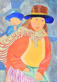 BOLIVIAN MOTHER & BABY by June Marshall BA at Ross's Online Art Auctions