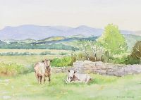 CATTLE IN A FIELD by Stanley Rainey at Ross's Online Art Auctions