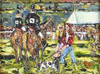 TWO LADIES AT THE HORSE SHOW by Ken Giles at Ross's Online Art Auctions