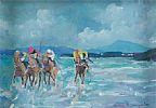 HORSE RACING ON DOWNINGS SEAFRONT by Sean Lorinyenko at Ross's Online Art Auctions