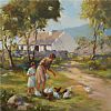 FEEDING CHICKENS by Hamilton Sloan at Ross's Online Art Auctions