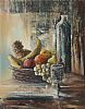STILL LIFE , BOTTLE AND FRUIT by M. Gawn at Ross's Online Art Auctions