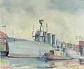 HMS CAROLINE, BELFAST by Roland A.D. Inman at Ross's Online Art Auctions