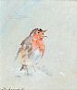 ROBIN SINGING IN THE SNOW by Con Campbell at Ross's Online Art Auctions
