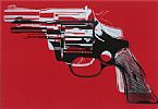 GUN (BLACK WHITE ON RED) by Andy Warhol at Ross's Online Art Auctions