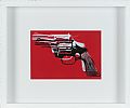 GUN (BLACK WHITE ON RED) by Andy Warhol at Ross's Online Art Auctions