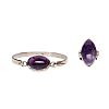 STERLING SILVER AMETHYST BANGLE & RING at Ross's Online Art Auctions