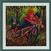MOUNTAIN BIKES IN THE FOREST by Stef Callaghan at Ross's Online Art Auctions