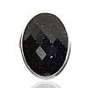 STERLING SILVER MIDNIGHT GOLDSTONE RING at Ross's Online Art Auctions
