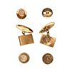 FOUR 9CT GOLD STUDS & A PAIR OF GOLD PLATED CUFFLINKS at Ross's Online Art Auctions
