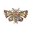 18CT GOLD & STERLING SILVER MULTI-GEM BUTTERFLY BROOCH at Ross's Online Art Auctions