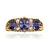 STERLING SILVER GOLD PLATED TANZANITE & DIAMOND RING at Ross's Online Art Auctions