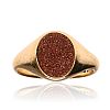 9CT GOLD SANDSTONE SIGNET RING at Ross's Online Art Auctions